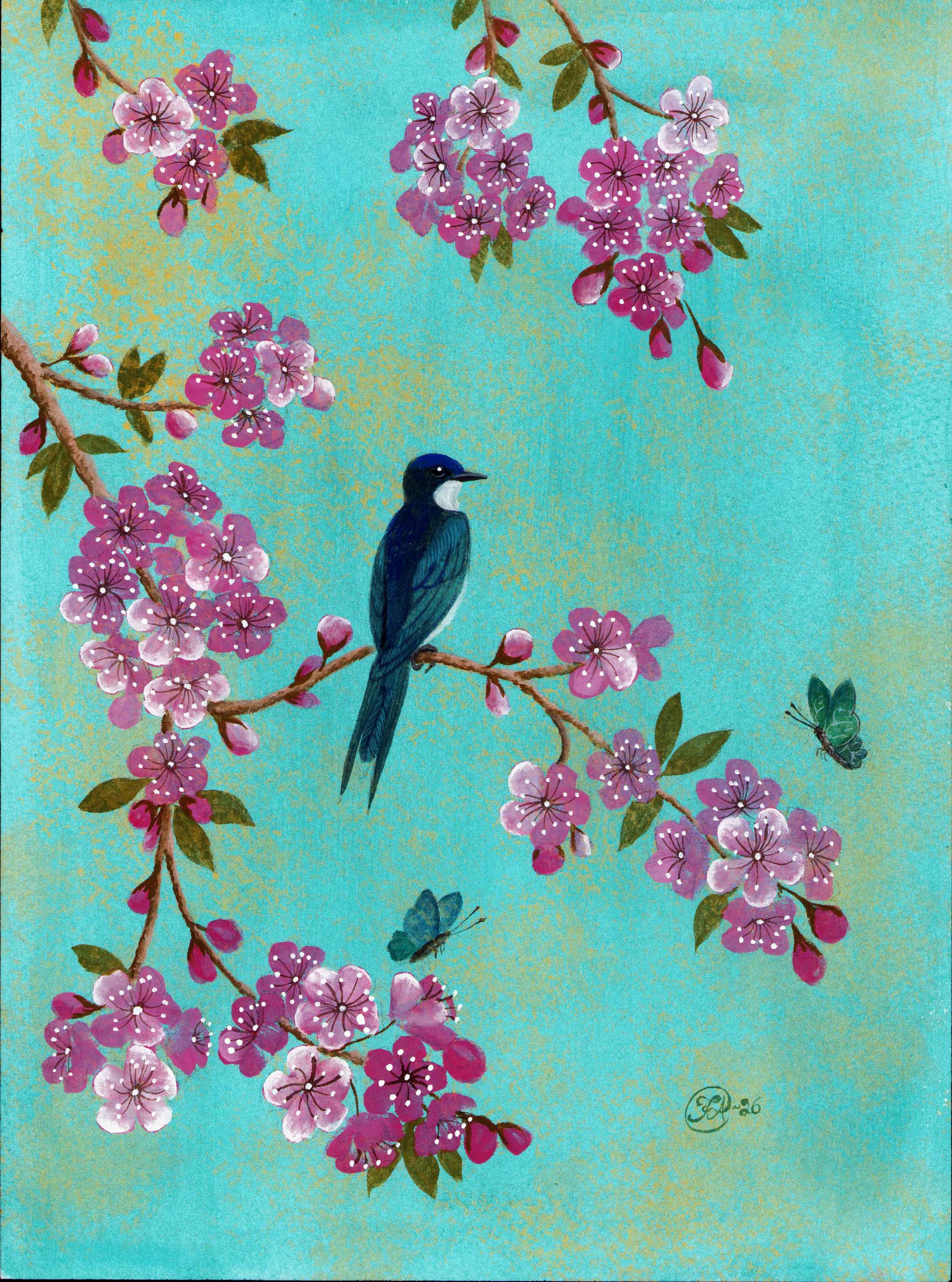 Spring will always come - Körsbärsblommor och fågel – Poster