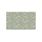 Turquoise & Gold Magnolia Dreams decorative pillow featuring magnolias, hummingbirds and butterflies in a muted gold tone 