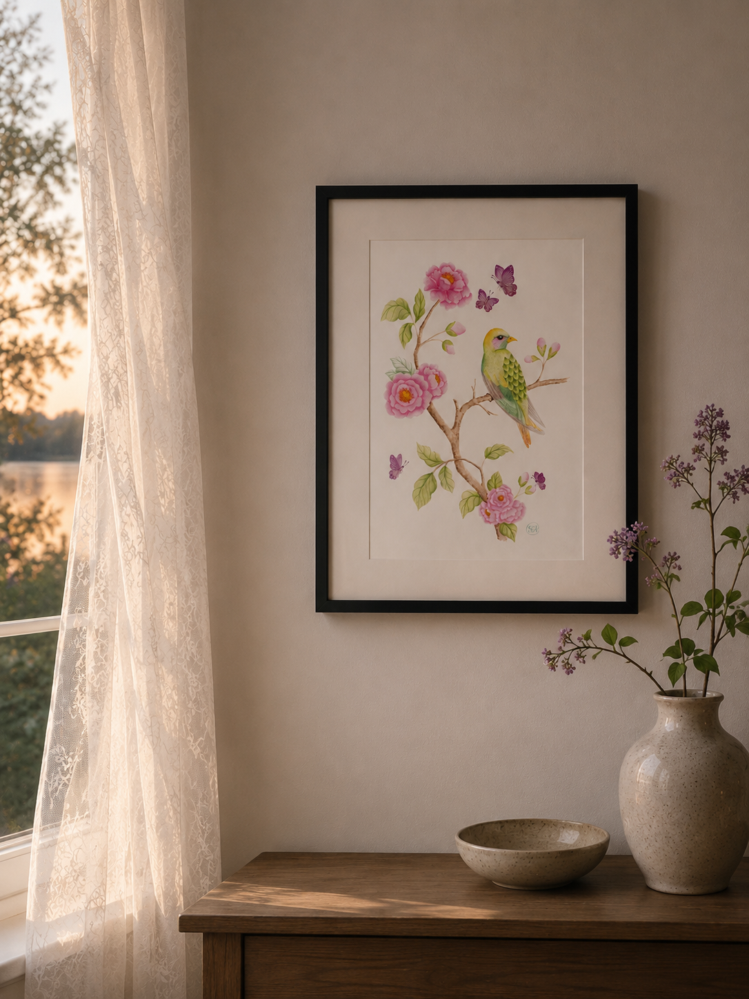 Josefina - Fågel och blommor - Poster