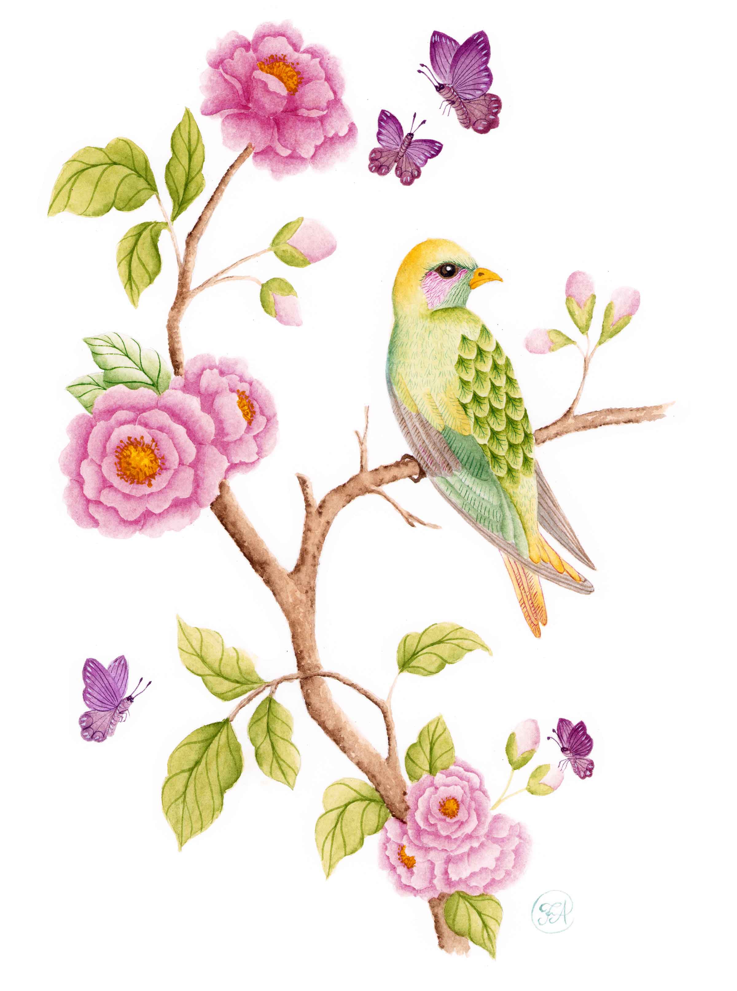 Josefina - Fågel och blommor - Poster