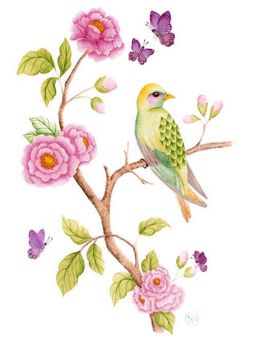 Josefina - Fågel och blommor - Poster