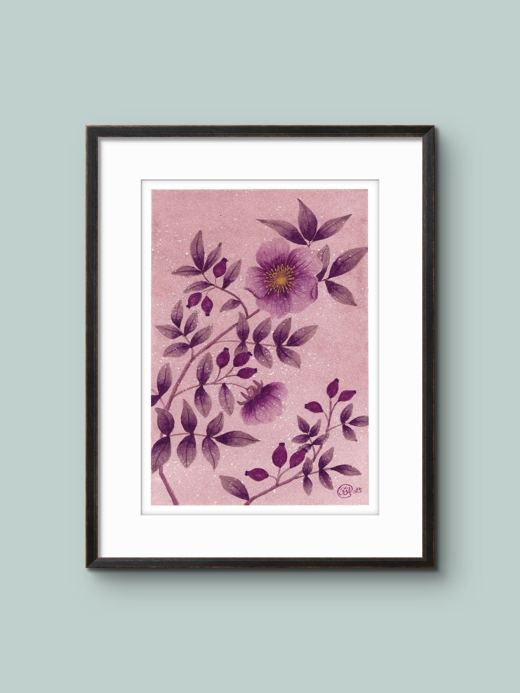 Midnattsrosor - Blomsterillustration – Poster