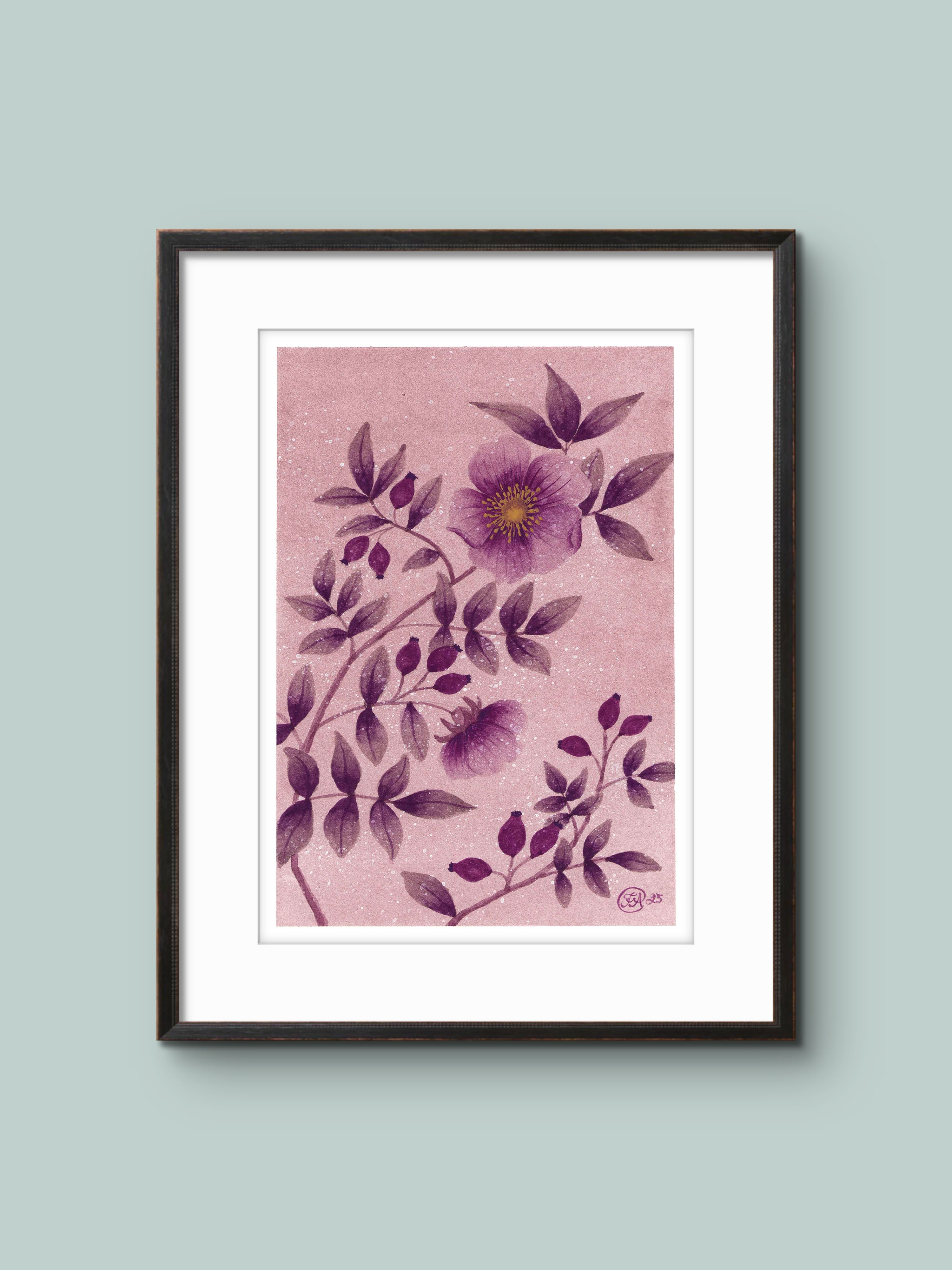 Midnattsrosor - Blomsterillustration – Poster