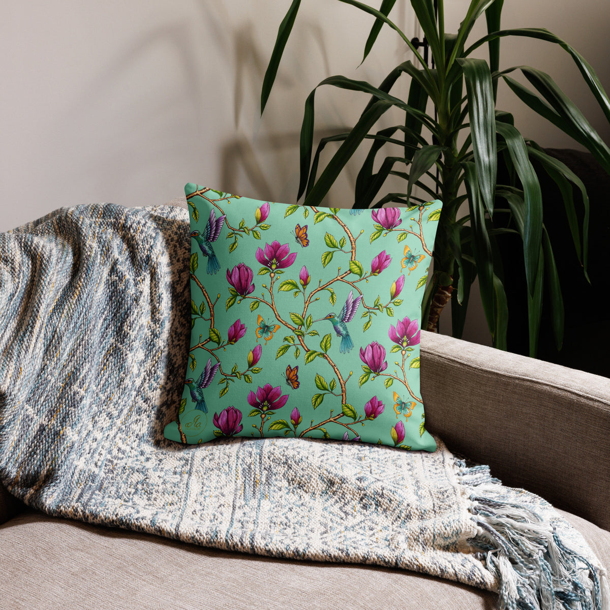Premium Kuddfodral - Magnolia Dreams - Vista blue