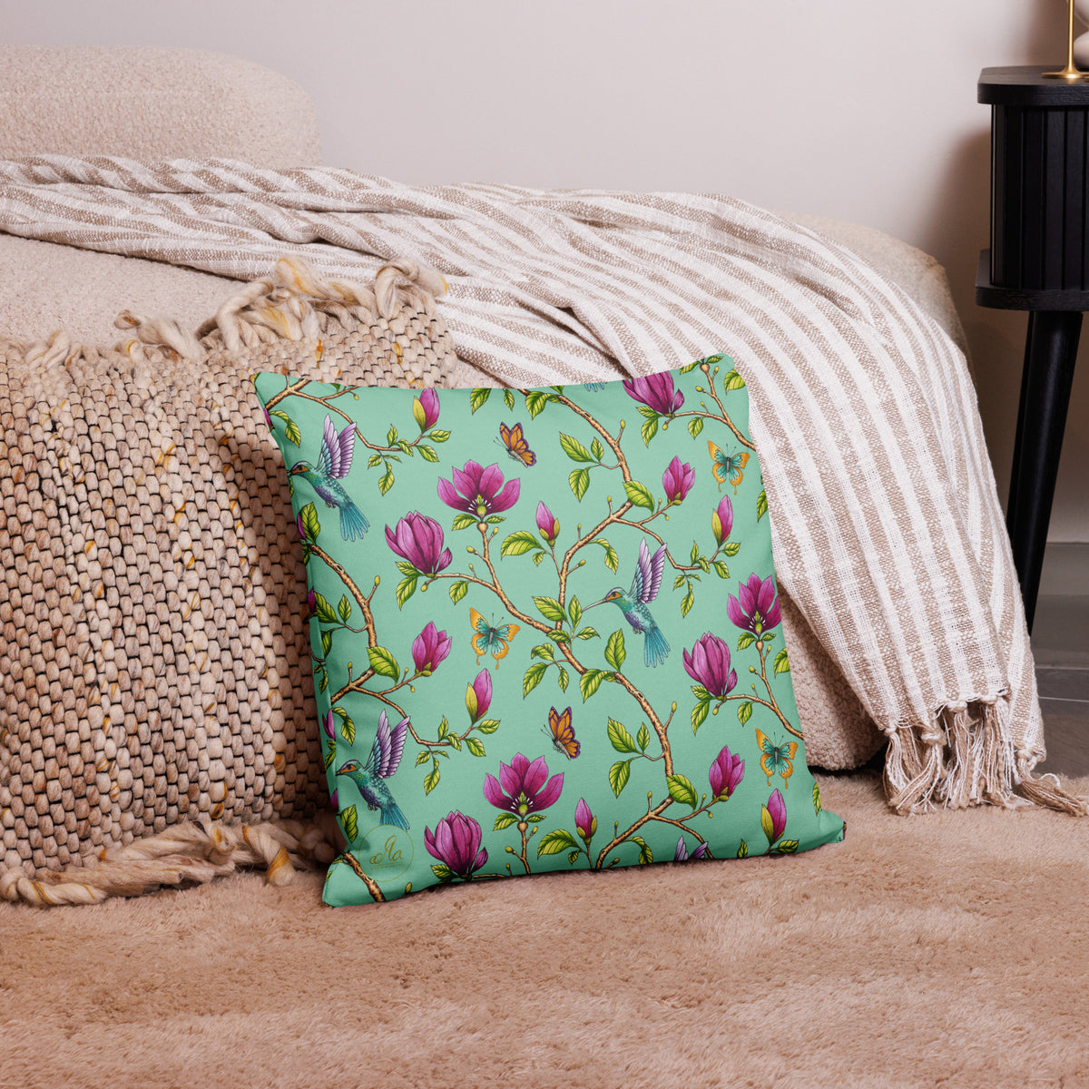 Premium Kuddfodral - Magnolia Dreams - Vista blue