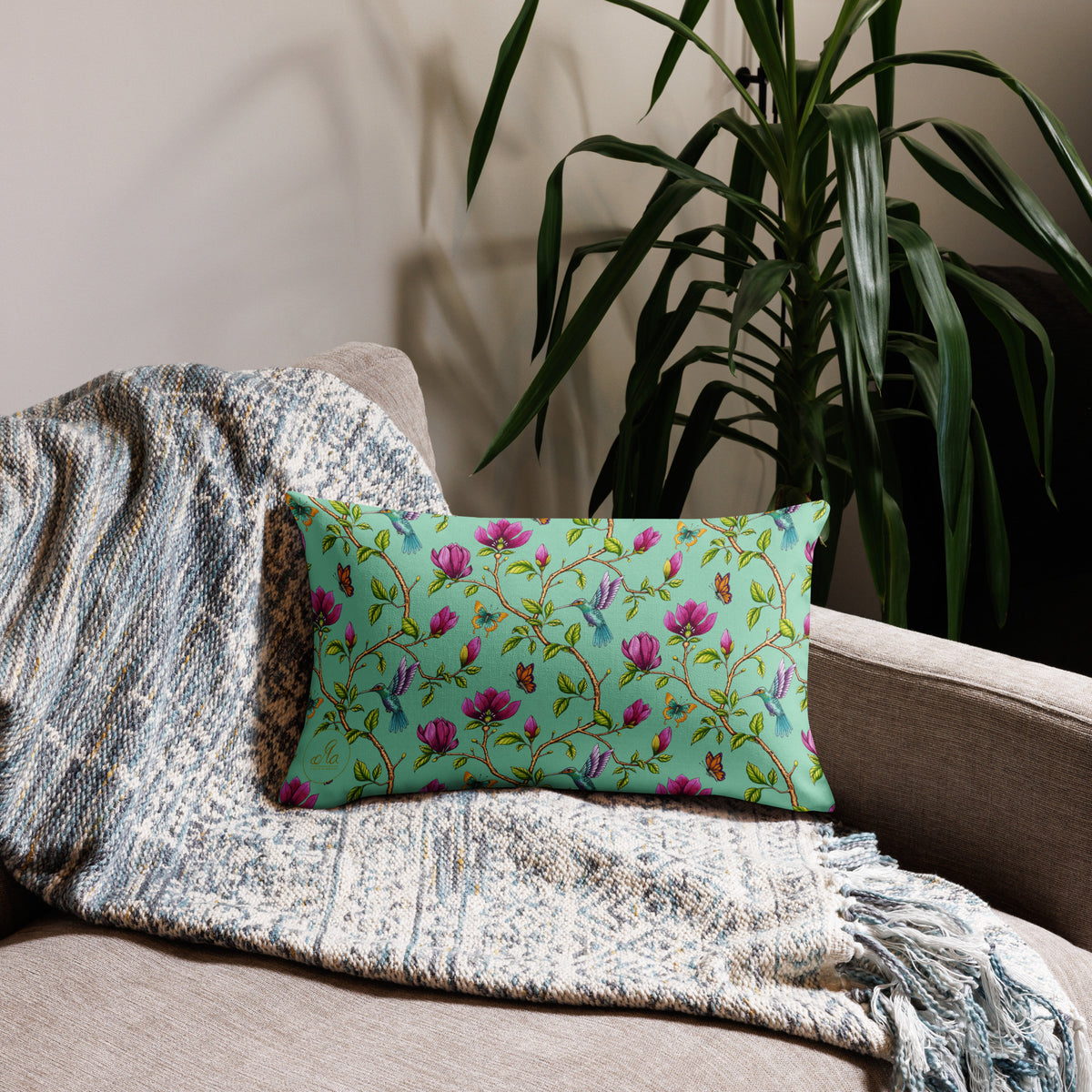 Premium Kuddfodral - Magnolia Dreams - Vista blue