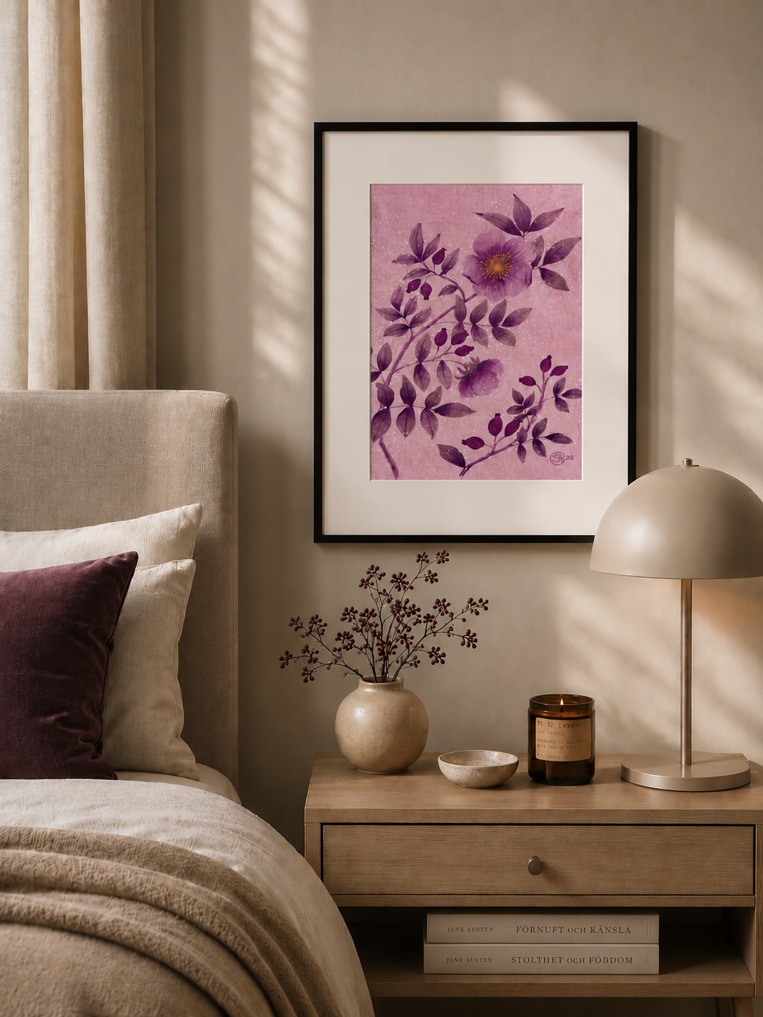 Midnattsrosor - Blomsterillustration – Poster