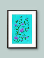 Pioner & Fjärilar - Blomsterillustration – Poster